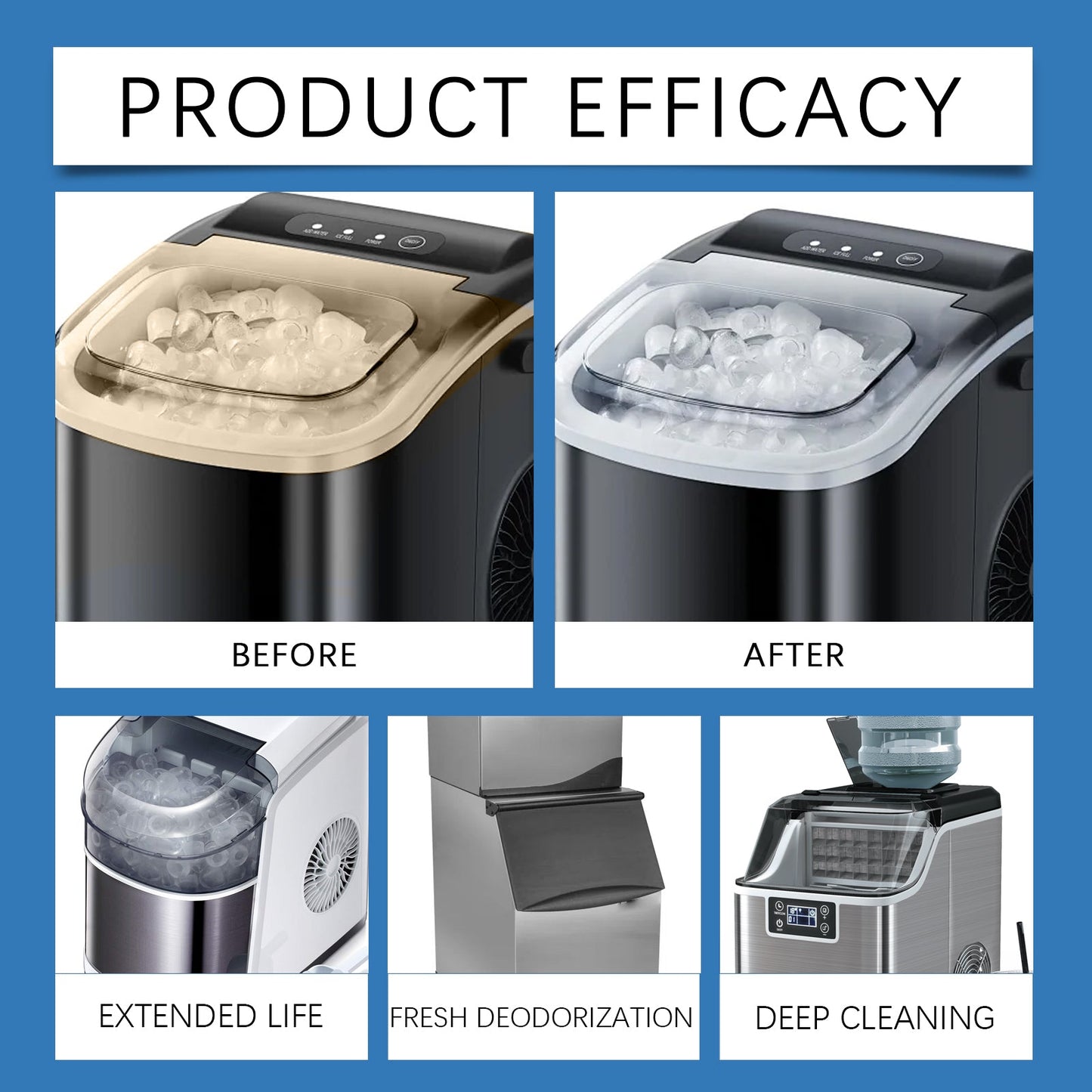 Jakehoe Ice Maker Cleaning Tablets Convenient and gentle household cleaning, descaling, deodorizing, and daily maintenance of ice makers