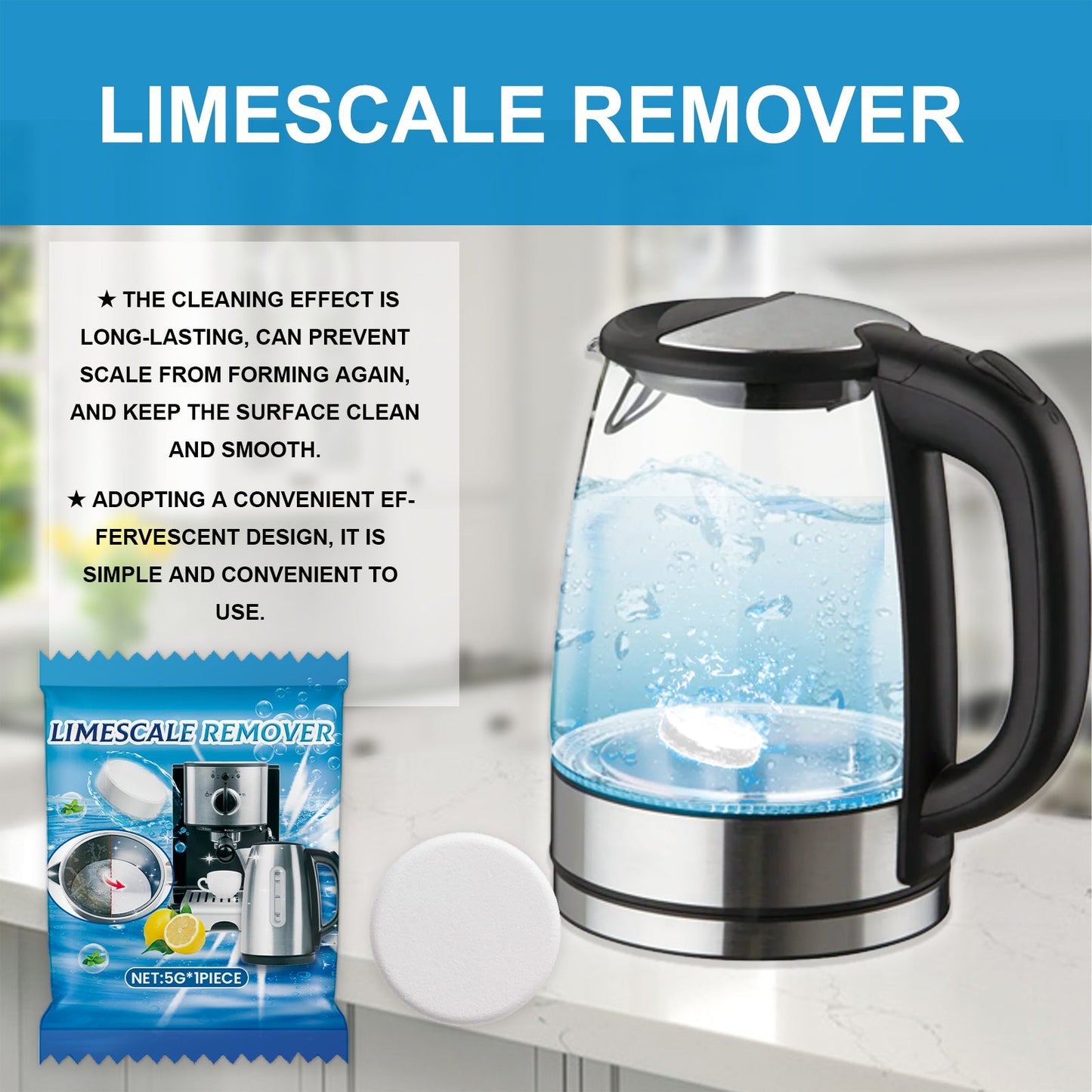 Jakehoe Scale Cleaning Effervescent Tablets Cleaning tablets for removing stubborn stains and scale from kettles and coffee machines