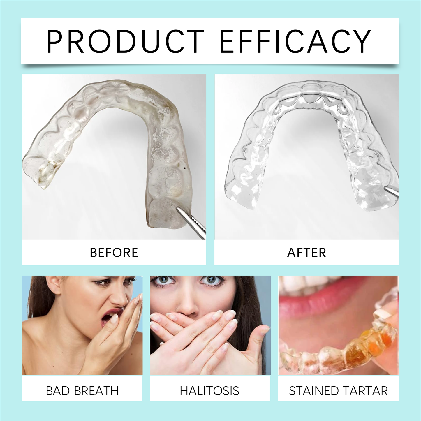 Oralhoe Denture Retainer Cleaning Tablets Tartar buildup cleaner, stain remover, denture care cleaning tablets