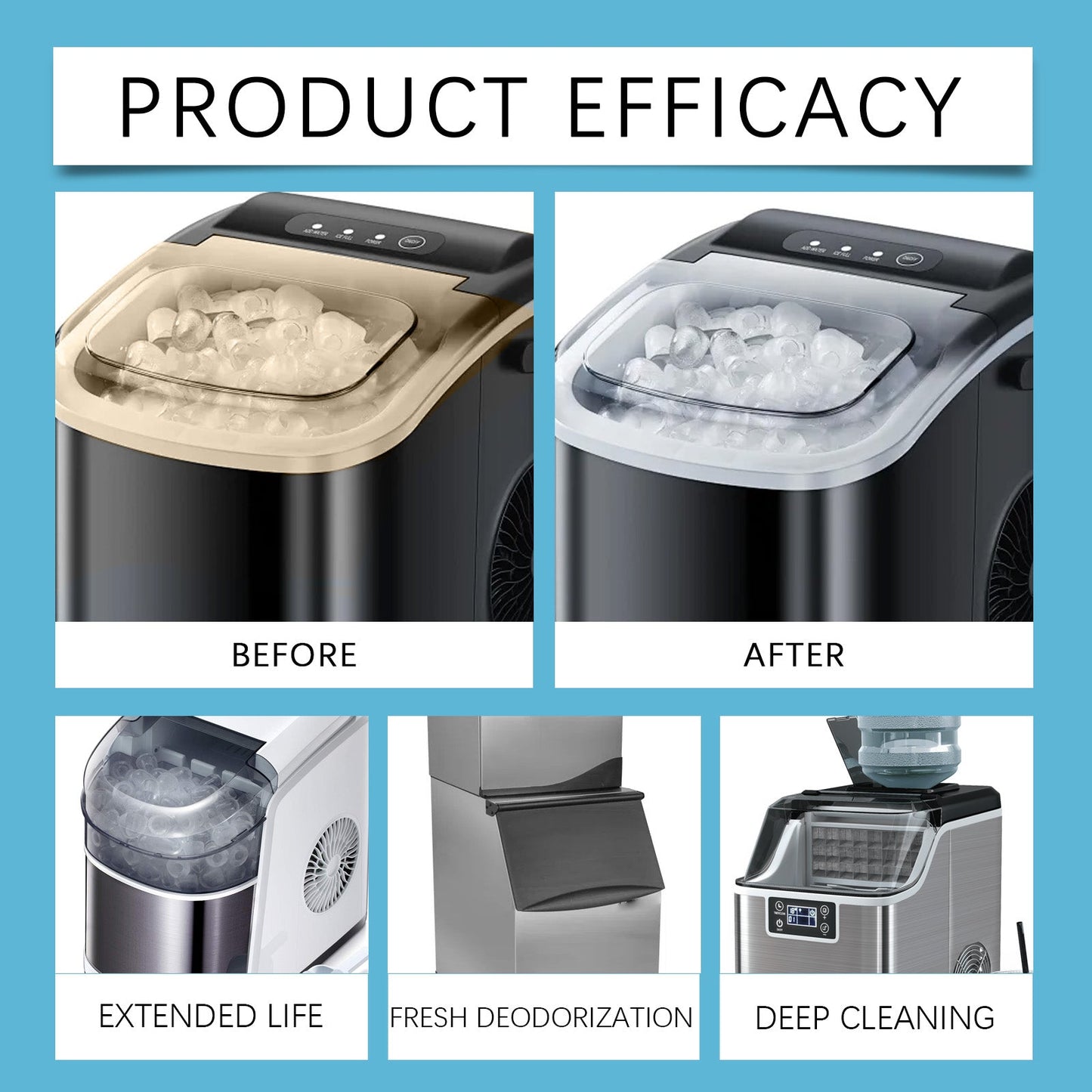 Jakehoe Ice Maker Cleaning Tablets Daily household gentle cleaning of ice makers for descaling, deodorizing, and maintenance