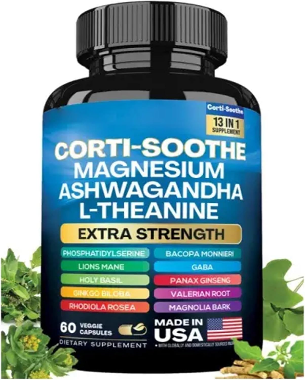 Cortisol Supplement Magnesium Glycinate 200mg -Root 60 Caps