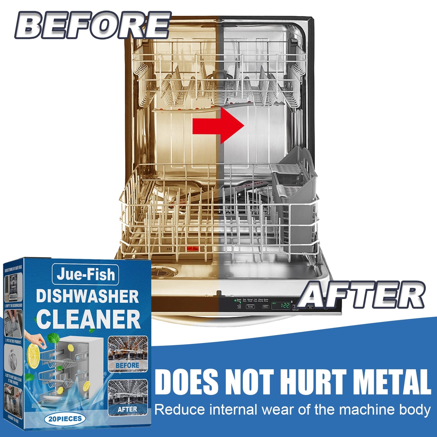 Jue-Fish Dishwasher cleaning tablets Specialized cleaning tablets for built-in drawer dishwashers in Taiwan