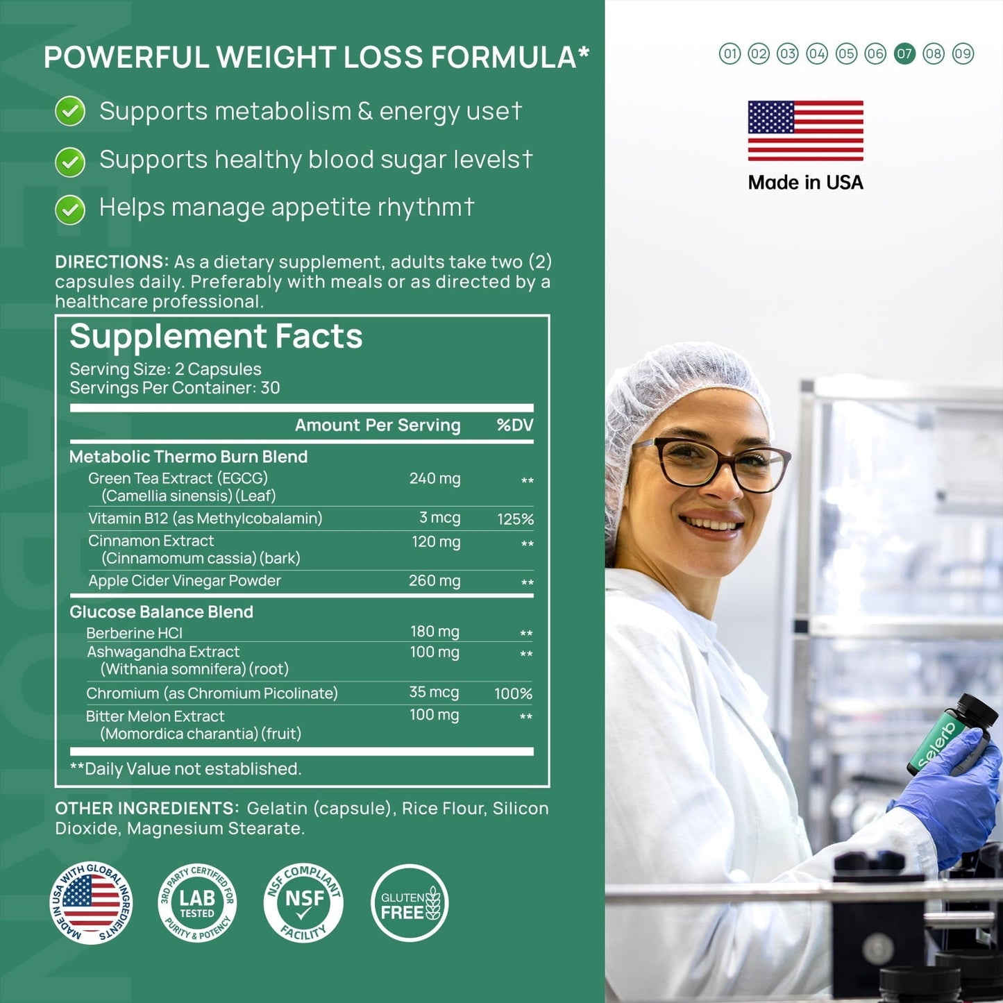 Selerb GLP-1 Metabolism Supplement for Women & Men– Supports Metabolic Function & Gently Activates Daily Metabolic Rhythm – ashwagandha ,Chromium,Vitamin B12, Berberine HCI – 60 Capsules