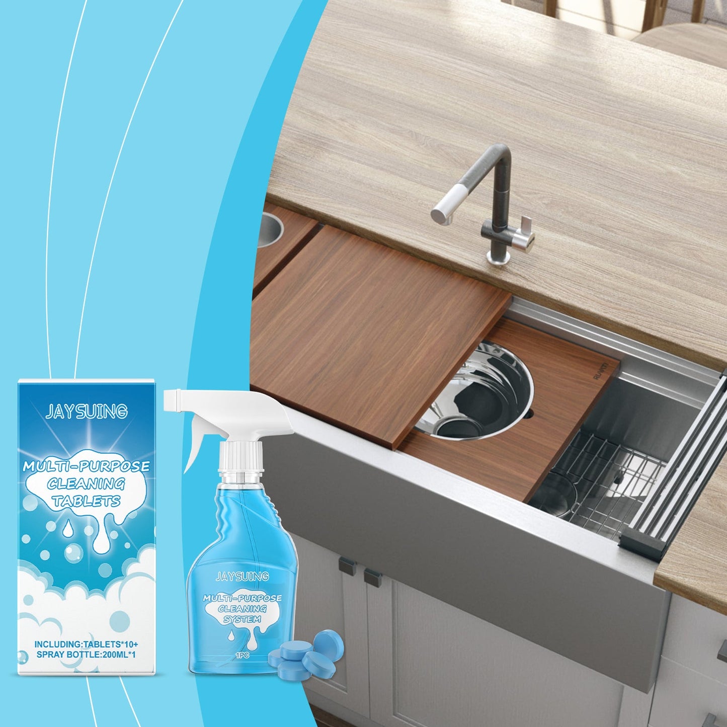 Jaysuing Multi-purpose cleaner Multi-purpose cleaning effervescent tablets, gentle cleaner for removing dirt, grease, and odors