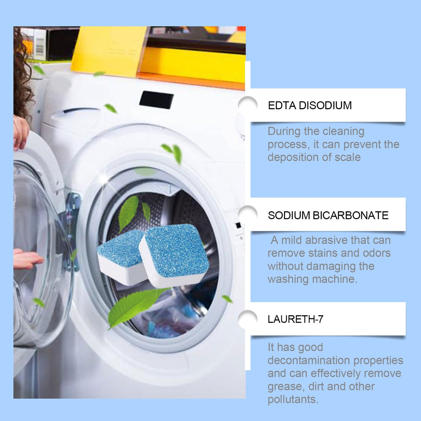Jakehoe Washing machine cleaning tablets Laundry tub cleaning tablets for removing dirt, odors, and leaving a fresh scent