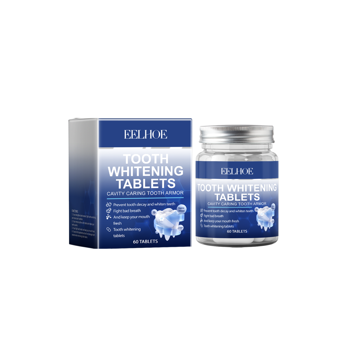 EELHOE Fresh Breath Mouthwash Tablets Clean oral hygiene, care for shiny teeth, portable solid toothpaste tablets