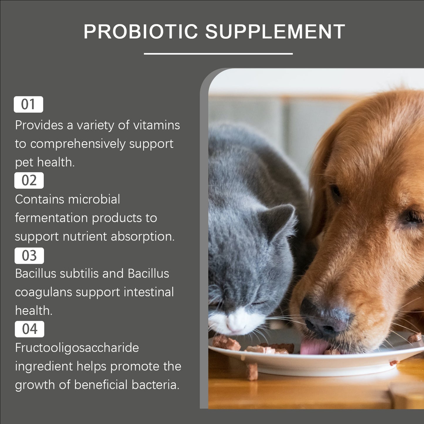 Yegbong Universal Compound Probiotic Tablets for Cats and Dogs Nutritional Supplement Tablets for Pets, Dogs and Cats