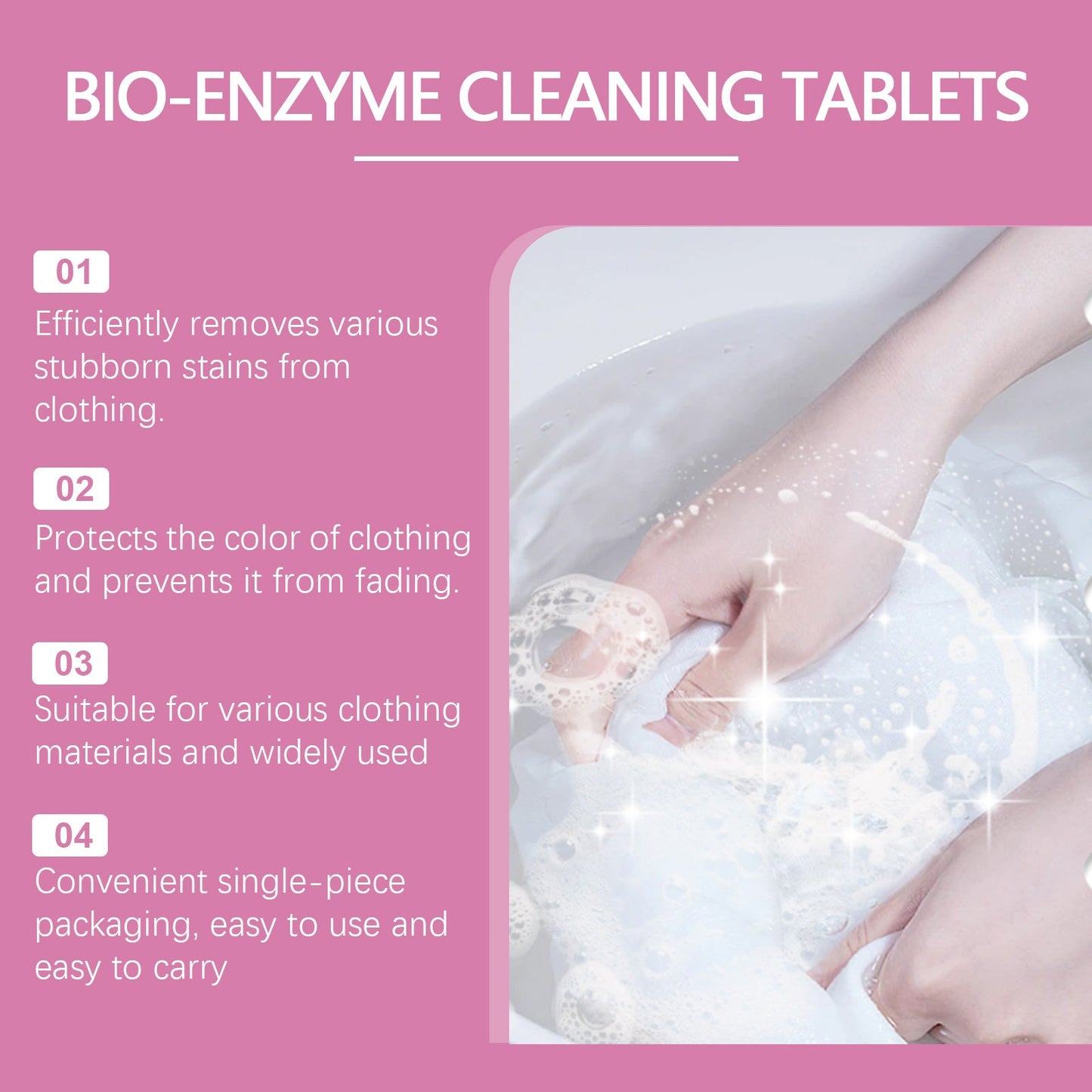 Jakehoe Clothing Stain Removal Effervescent Tablets Biological Enzyme Explosive Salt Laundry Cleaning and Stain Removal Effervescent Tablets