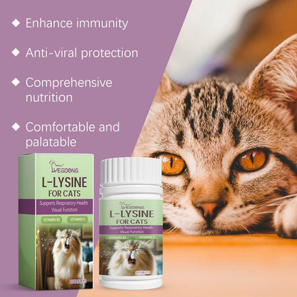 Yegbong Cat ammonia L-Lysine tablets Pet cat body care to maintain the cat's good health