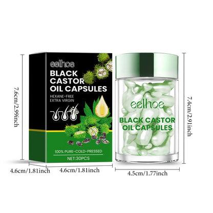 eelhoe Castor Oil Hair Thickening Capsules Repair hair damage, nourish, smooth, shine and strengthen hair, hair care capsules
