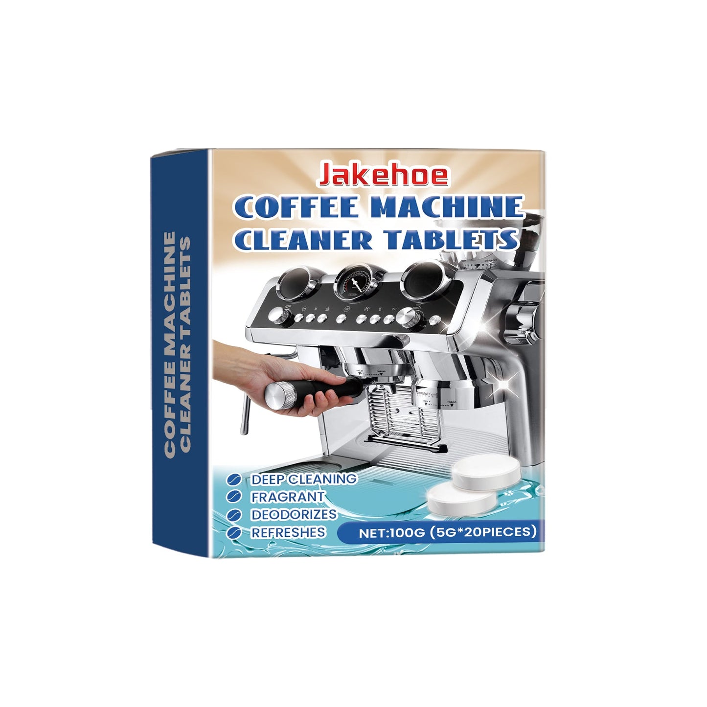 Jakehoe Coffee machine descaling cleaning tablets Effervescent tablets for cleaning dirt and grease and maintaining the hygiene of kitchen equipment
