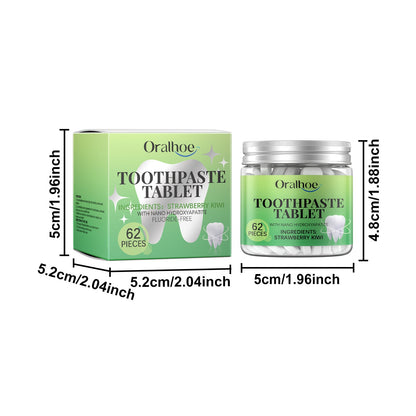 Oralhoe Whitening Toothpaste Tablets Strawberry and kiwi fresh breath toothpaste for cleaning dental plaque and protecting teeth