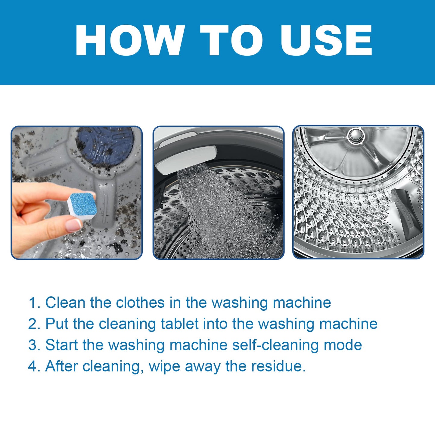 Jaysuing Washing machine cleaning tablets Drum-type pulsator household washing machine tank cleaning removes odors and dirt