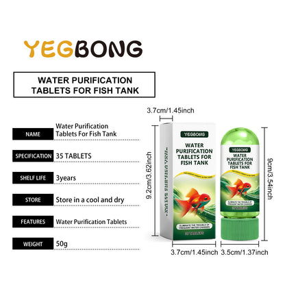 Yegbong Fish tank water purification tablets Specialized water quality cleaner for deodorization, algae removal, and sludge elimination to clear fish ponds