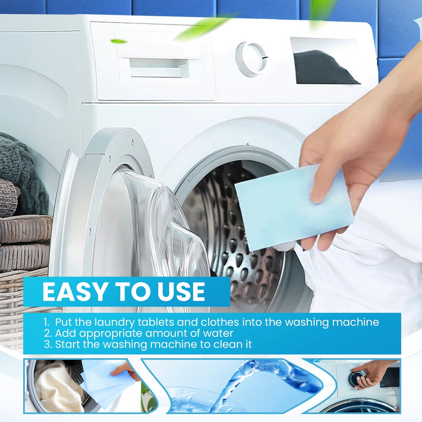 Jue-Fish Laundry tablets Deeply cleans clothes, removes oil stains and dirt, and leaves a long-lasting fragrance - clothing cleaning tablets