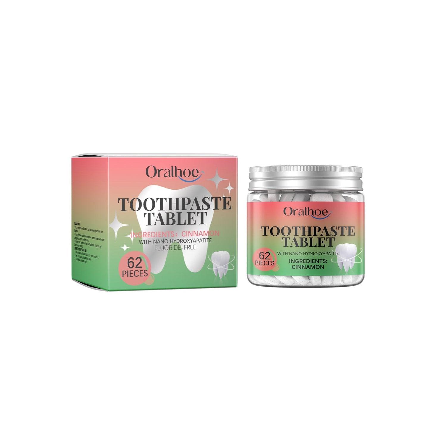 Oralhoe Cinnamon toothpaste tablets Gentle cleaning of dental stains, oral hygiene care, dental care toothpaste tablets