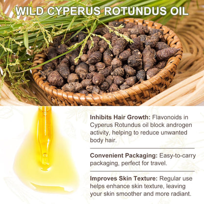Natural Hair Removal Oil - Cyperus Rotundus Oil for Permanent Hair Reduction & Silky Smooth Skin