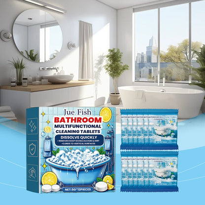 Jue-Fish Bathroom cleaning effervescent tablets Bathroom sink stain remover and fragrance-retaining glass bathtub scale cleaner