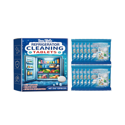 Jue-Fish Refrigerator cleaning effervescent tablets Kitchen refrigerator cleaning tablets for removing grease and odors, multi-purpose cleaning tablets