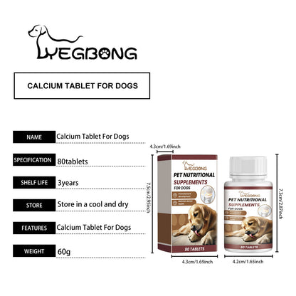 Yegbong Calcium Tablets for Dogs Pet Vitamin Supplement Oral Care Dietary Health Nutrition Calcium Tablets