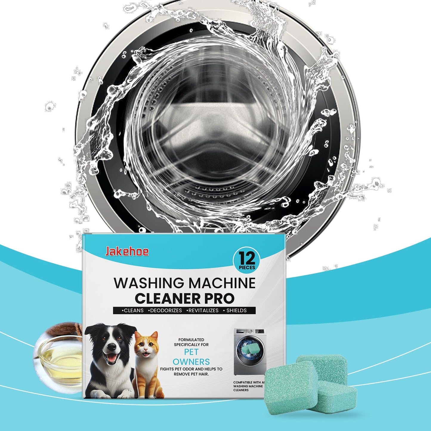 Jakehoe Washing machine cleaning tablets Cleaning the washing machine drum for household use, removing stains and scale