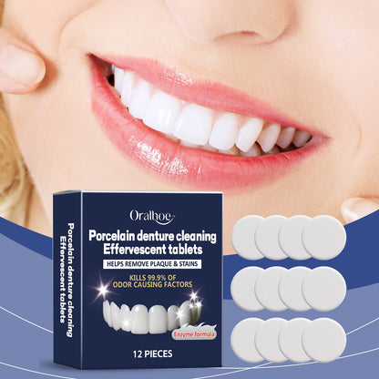Oralhoe Dental retainer cleaning effervescent tablets Fresh Breath Dental Braces Denture Cleaning Stain Care Effervescent Tablets