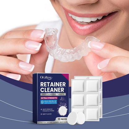 Oralhoe Mouthguard cleaning tablets Care for dentures and braces, oral cleaning, stain removal, cleaning tablets, care