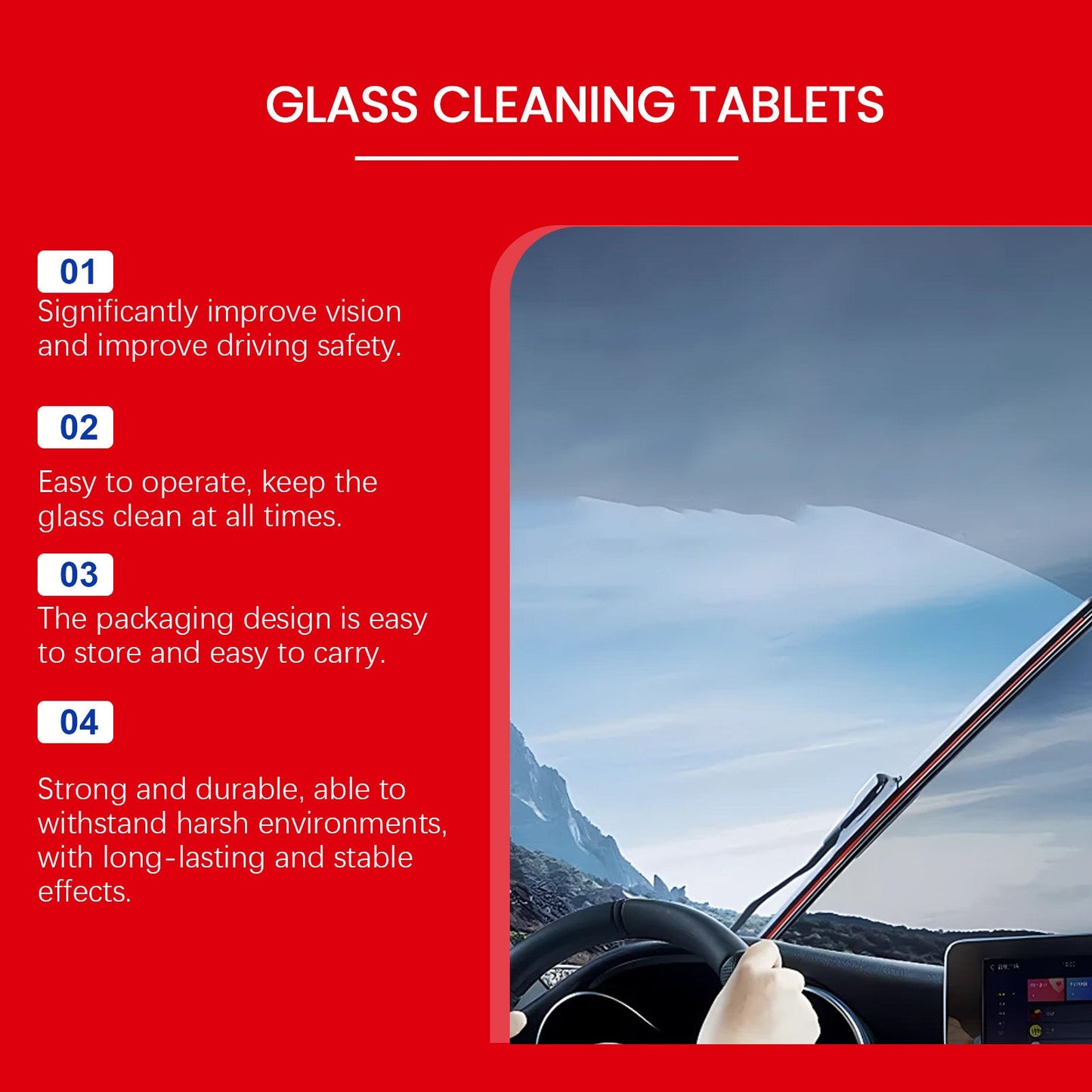 Homonth Car oil film cleaning tablets Car oil film cleaner for window glass, anti-rain and anti-fog cleaning tablets