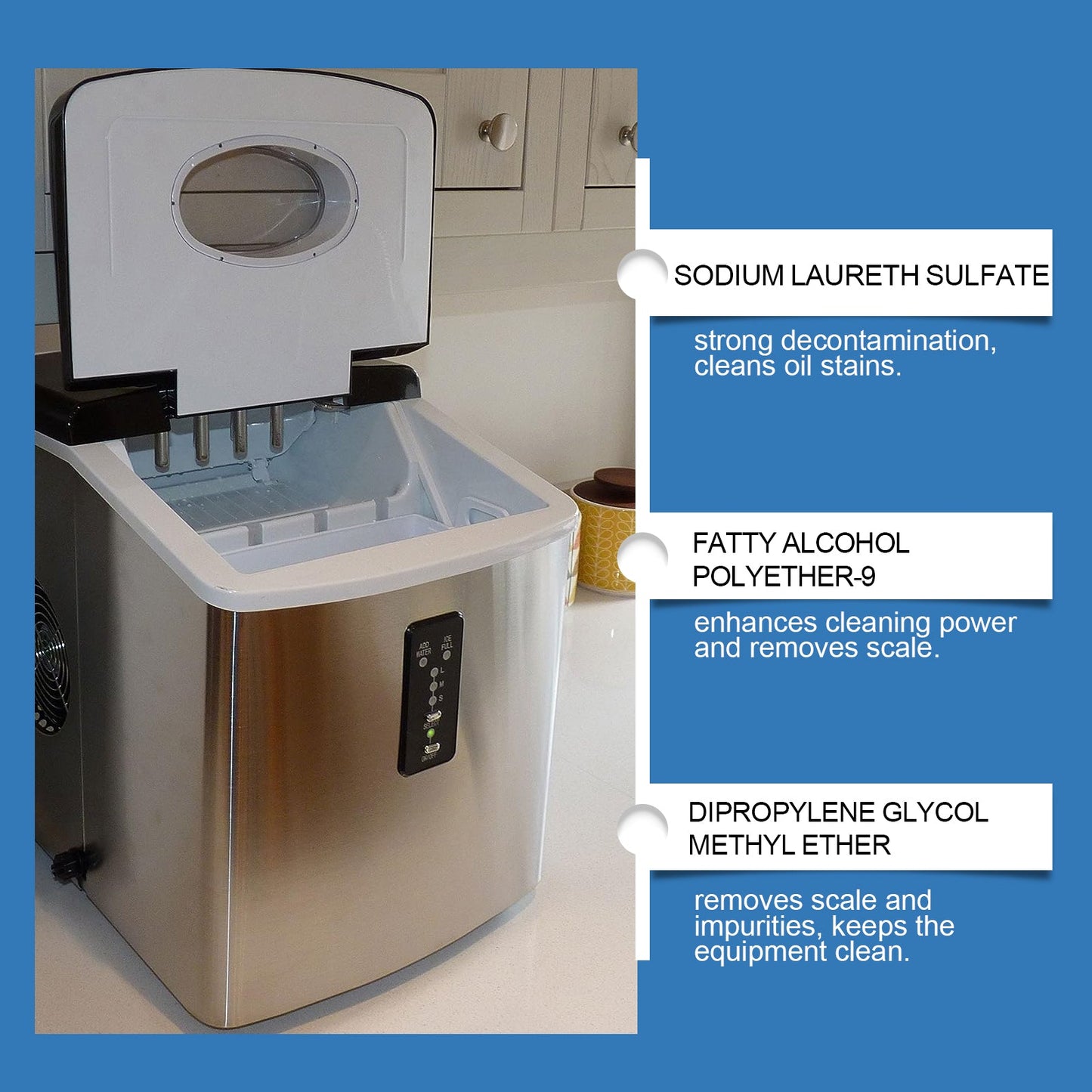 Jakehoe Ice Maker Cleaner Daily gentle cleaning, descaling, deodorizing, and decontamination care for ice maker cleaning