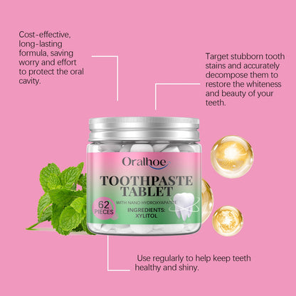 Oralhoe Bubblegum Toothpaste Tablets Clean teeth, maintain oral hygiene, freshen breath, daily care teeth cleaning tablets