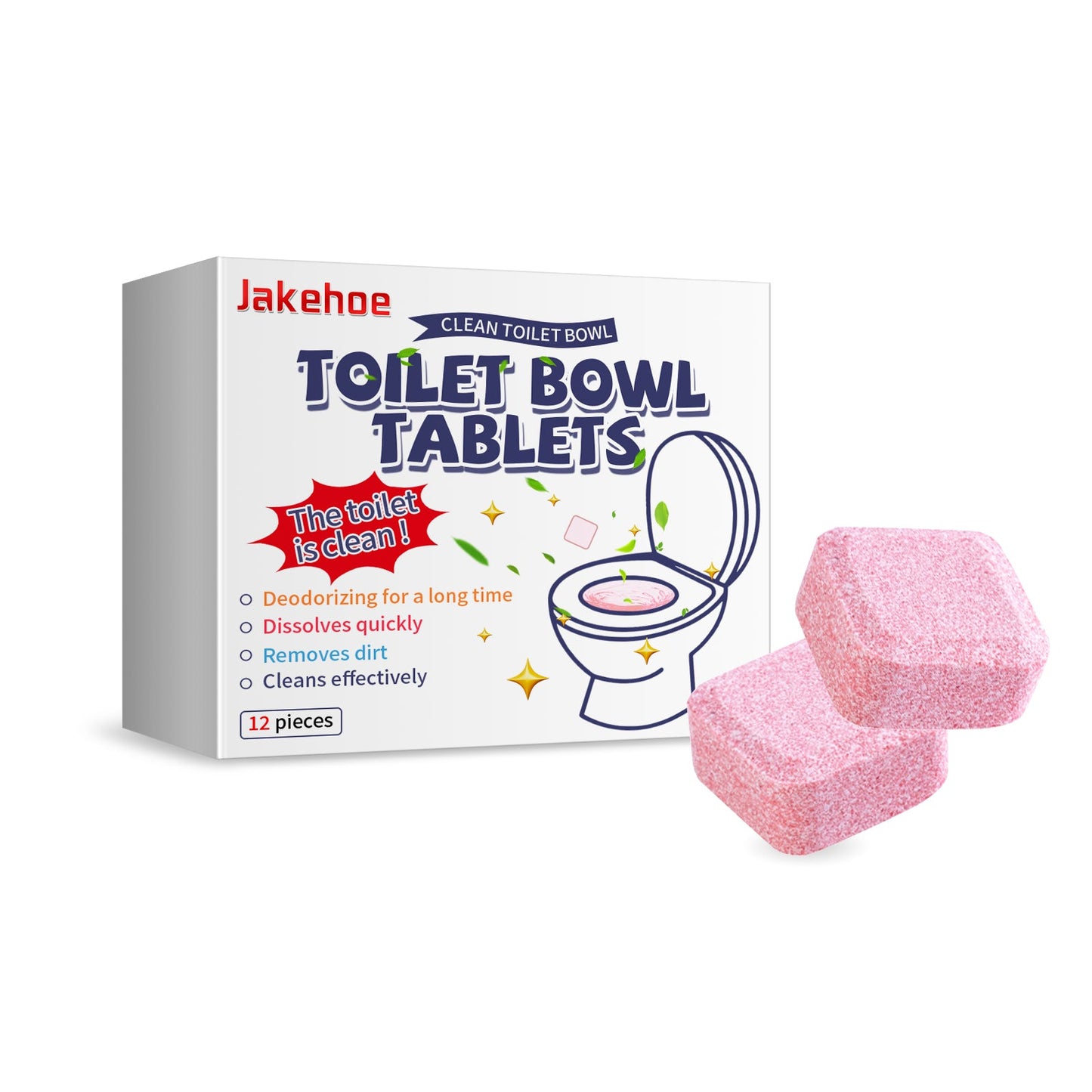 Jakehoe Toilet Effervescent Tablets Toilet cleaner for removing odors, yellow stains, dirt, and urine marks; toilet bowl cleaning tablets