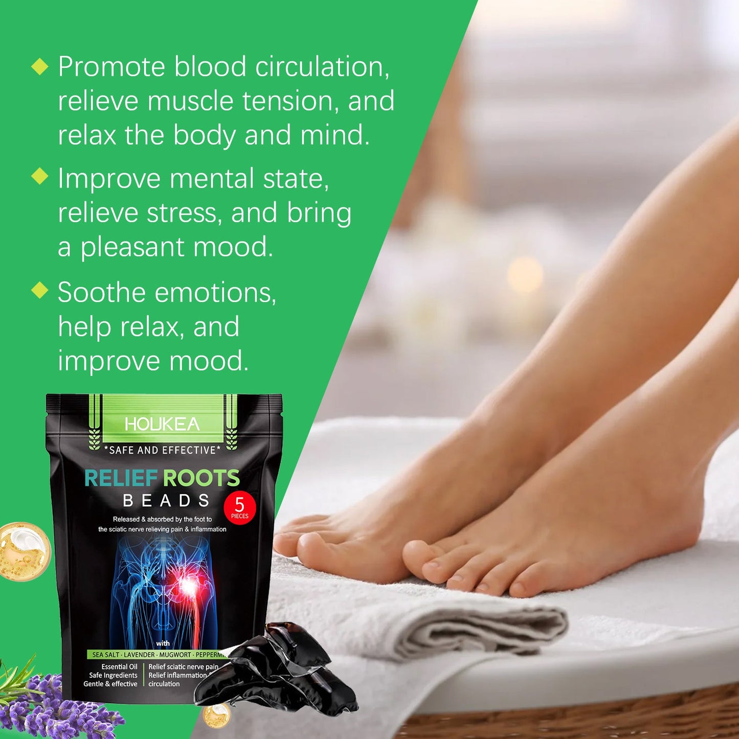 Houkea Foot Soaking Beads Leg Repair Foot Bath Cleansing, Moisturizing, Skin Tightening Body Care Gel Beads