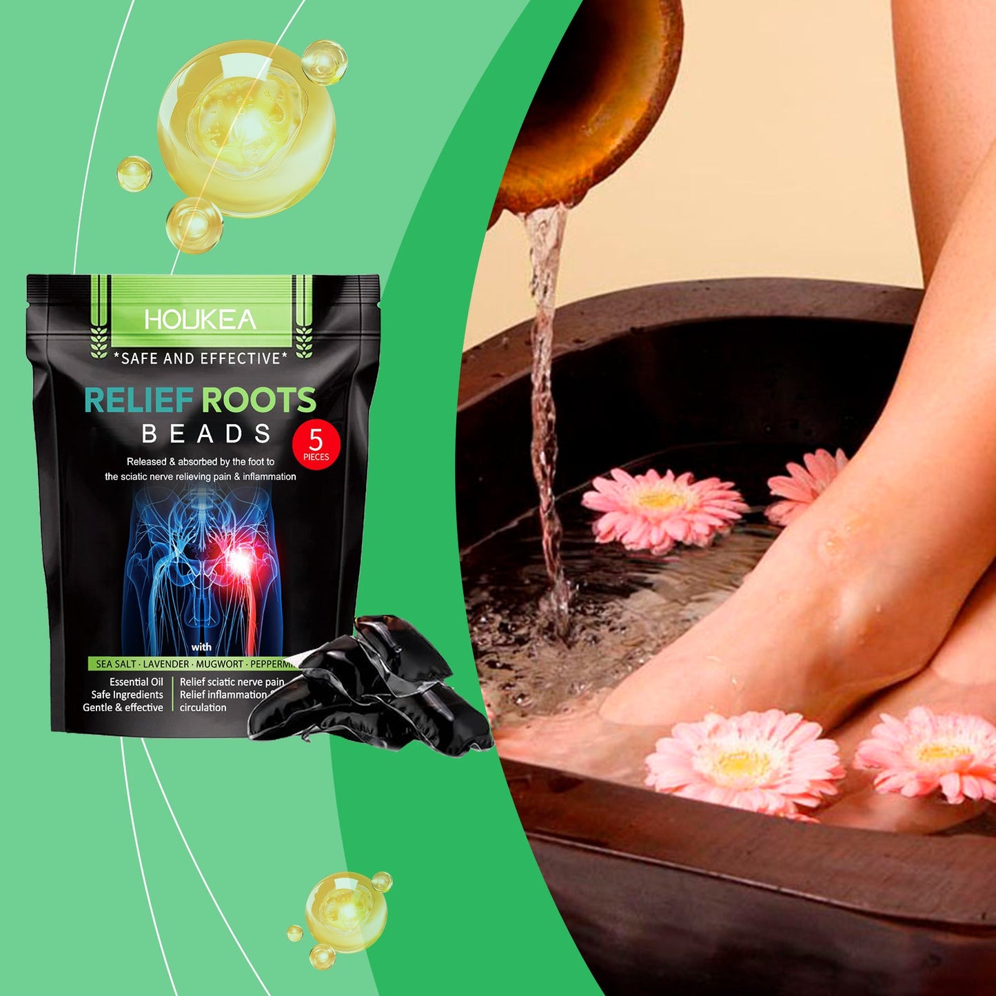 Houkea Foot Soaking Beads Leg Repair Foot Bath Cleansing, Moisturizing, Skin Tightening Body Care Gel Beads