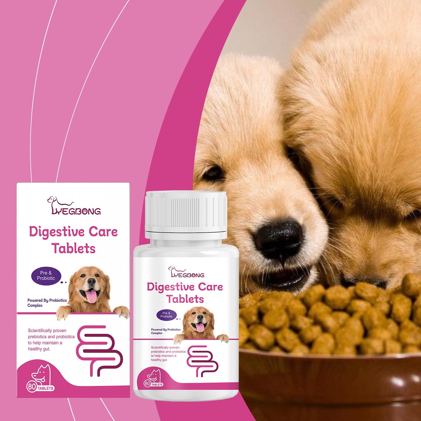 Yegbong Probiotic tablets for dogs Improve intestinal health, balance digestion and absorption, pet nutritional supplements