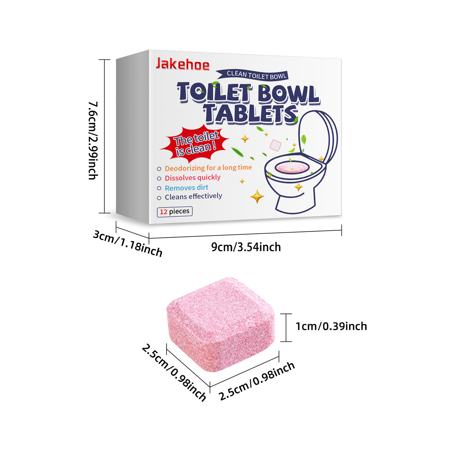 Jakehoe Toilet Effervescent Tablets Toilet cleaner for removing odors, yellow stains, dirt, and urine marks; toilet bowl cleaning tablets