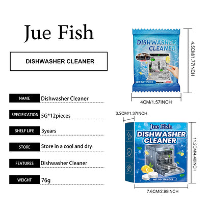 Jue-Fish Dishwasher cleaning tablets Kitchenware stain remover for heavy grease stains, tableware cleaner, dishwashing detergent