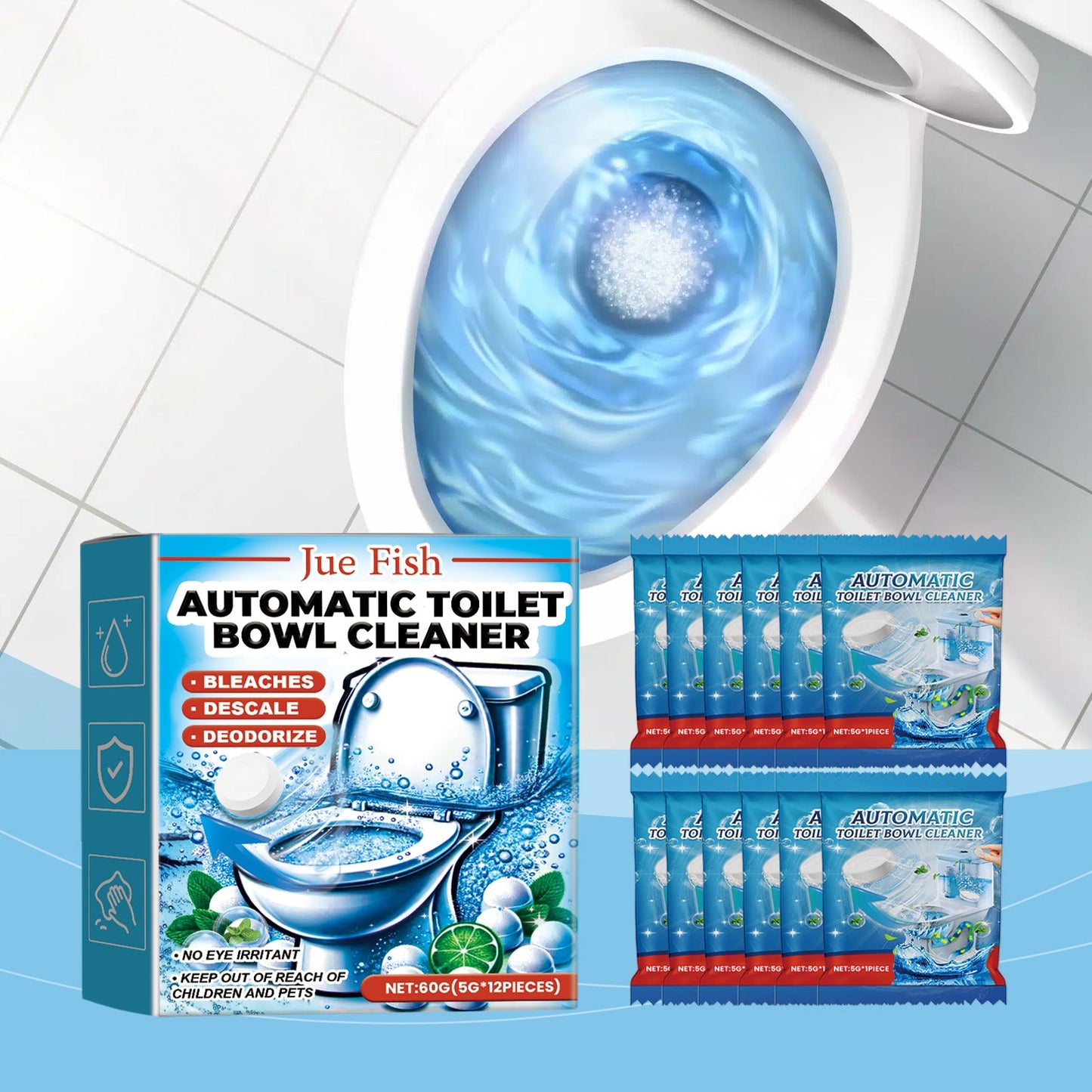 Jue-Fish Automatic Toilet Cleaning Tablets Toilet deodorizing and descaling automatic toilet odor-removing effervescent tablets