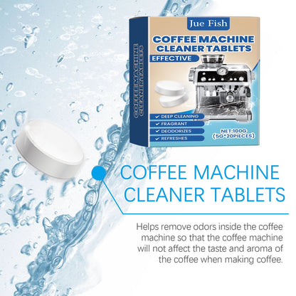 Jue-Fish Coffee machine cleaning tablets Cleaner for cleaning coffee machine stains and grime, renovation and maintenance