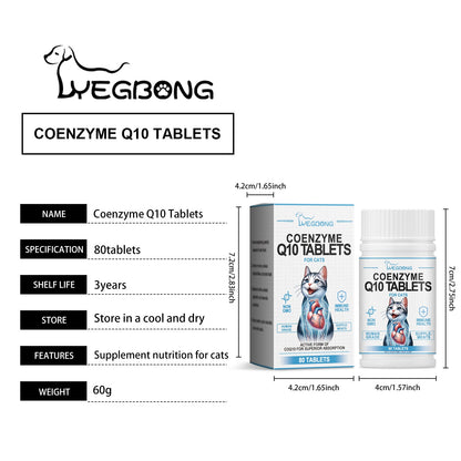Yegbong Coenzyme tablets for cats Coenzyme specifically designed to protect the health and vitality of cats Q10Absorbent Nutritional Supplement