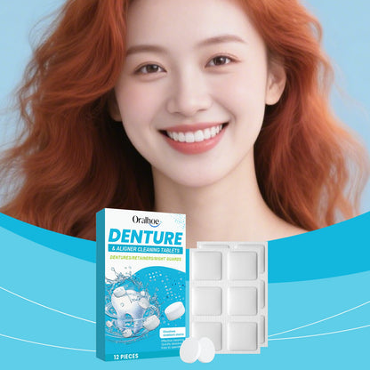 Oralhoe Denture cleaning effervescent tablets Cleans corner impurities, maintains comfort of wear, and provides dental hygiene care
