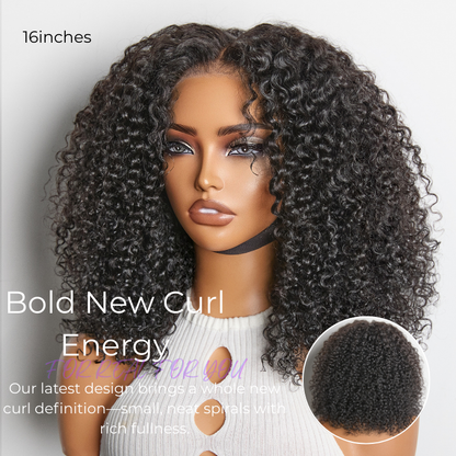 Beginner Friendly 200% Density Glueless 5x5 Closure Pre-Cut Lace Afro Curly Wig Flexi-Fit Drawstring Cap