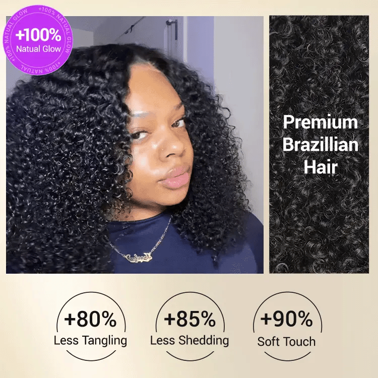 Beginner Friendly 200% Density Glueless 5x5 Closure Pre-Cut Lace Afro Curly Wig Flexi-Fit Drawstring Cap