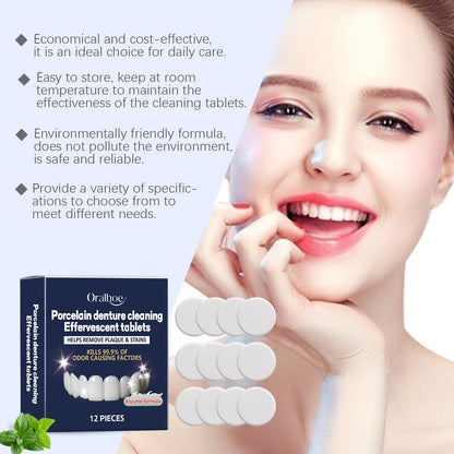 Oralhoe Dental retainer cleaning effervescent tablets Fresh Breath Dental Braces Denture Cleaning Stain Care Effervescent Tablets