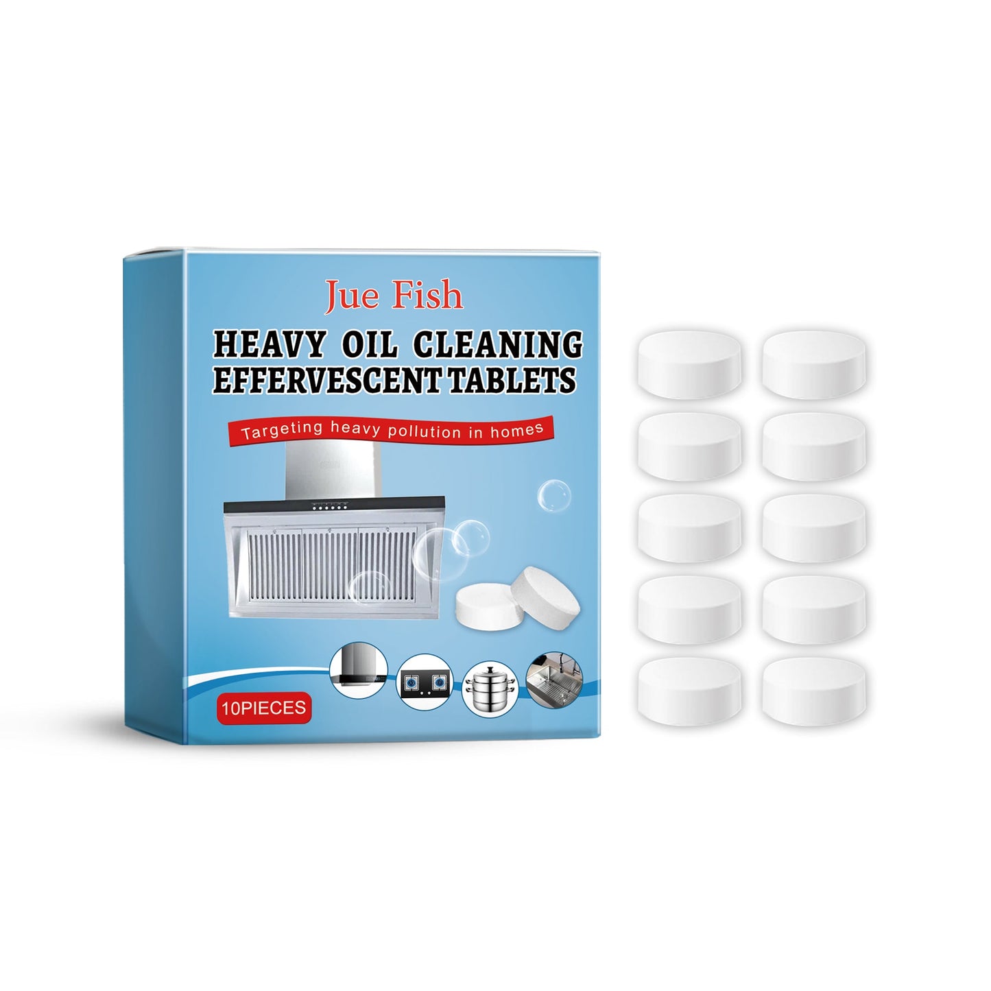 Jue-Fish Kitchen grease cleaning tablets Household cleaning product for removing grease and grime from kitchen stoves