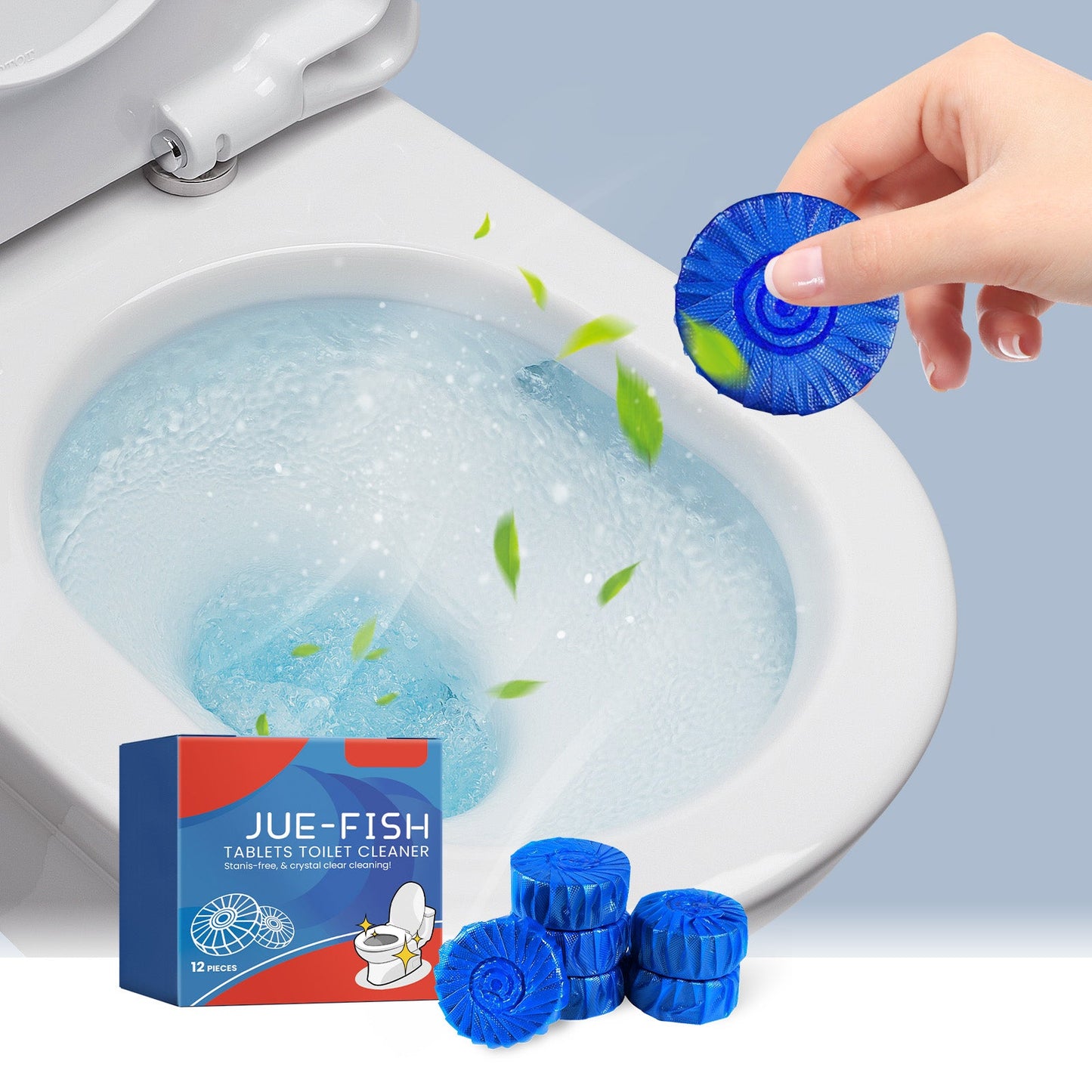 Jue-Fish Toilet cleaning tablets Household Toilet Cleaner for Descaling, Deodorizing, Stain Removal, and Fresh Scent Toilet Cleaning Tablets