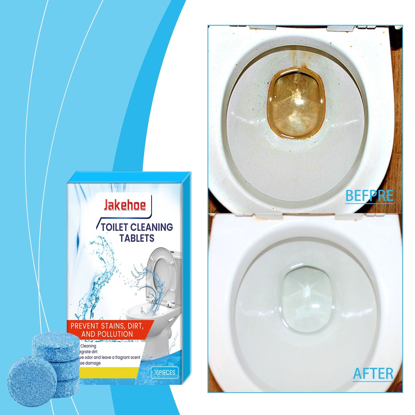 Jakehoe Toilet cleaning tablets Bathroom Toilet Deodorizer, Stain Remover, Descaler, Cleaning Bubble Tablets