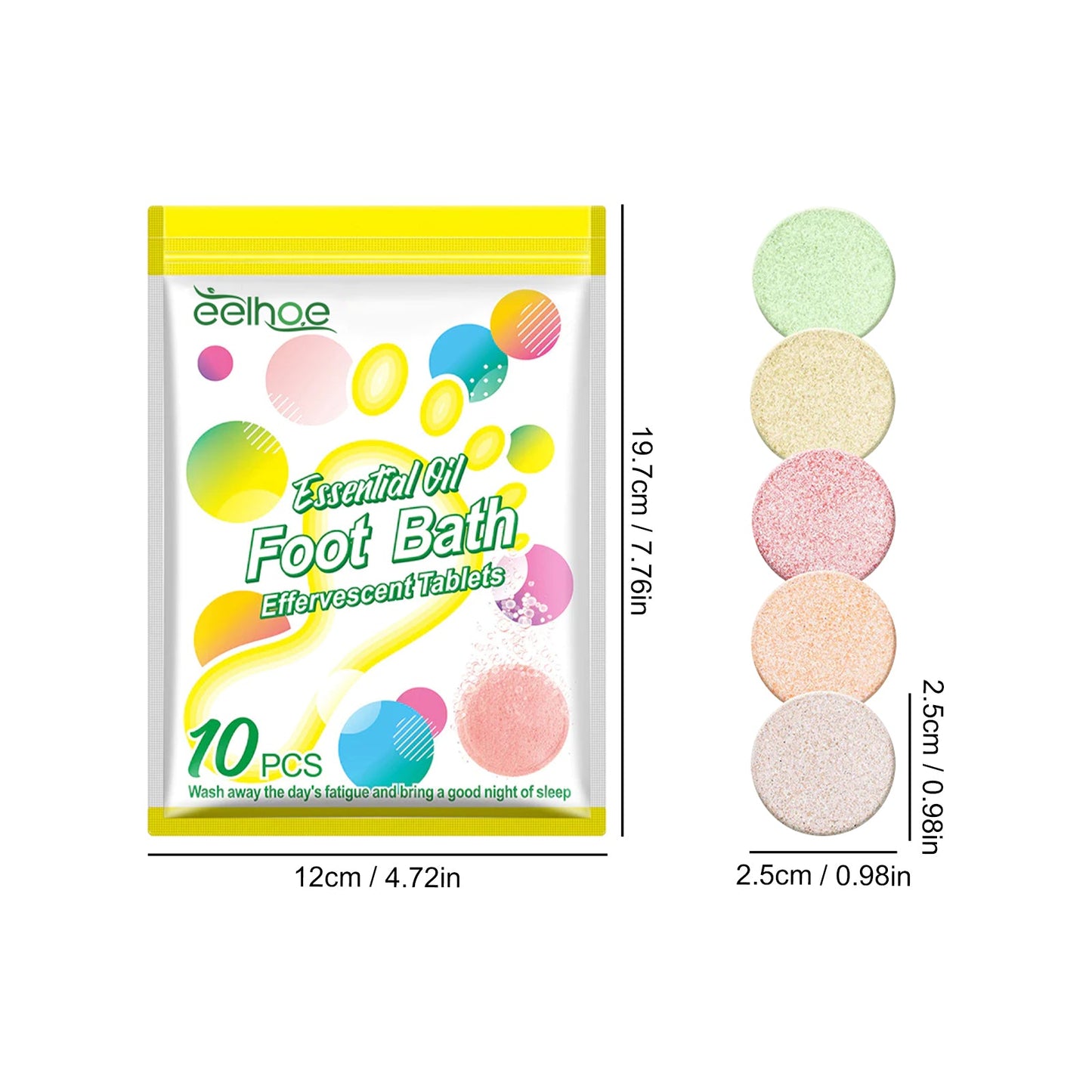 EELHOE Foot bath tablets Foot Spa Essence for Odor Control, Cold Relief, Moisture Dissipation, Sleep Aid, Instant Dissolving Foot Soaking Tablets