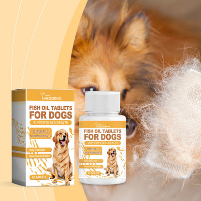 Yegbong Multivitamin Fish Oil Tablets for Dogs Pet dog hair care, moisturizes the skin, and protects pet health