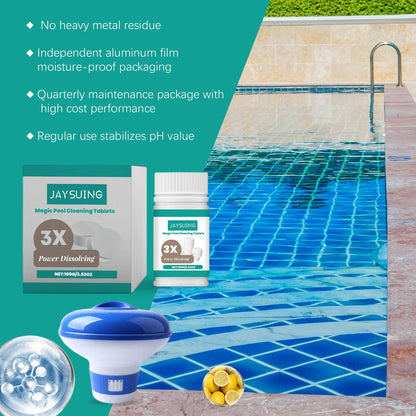 Jaysuing Pool cleaning tablets Daily private pool cleaning tablets for removing scale and odors, instant cleaning