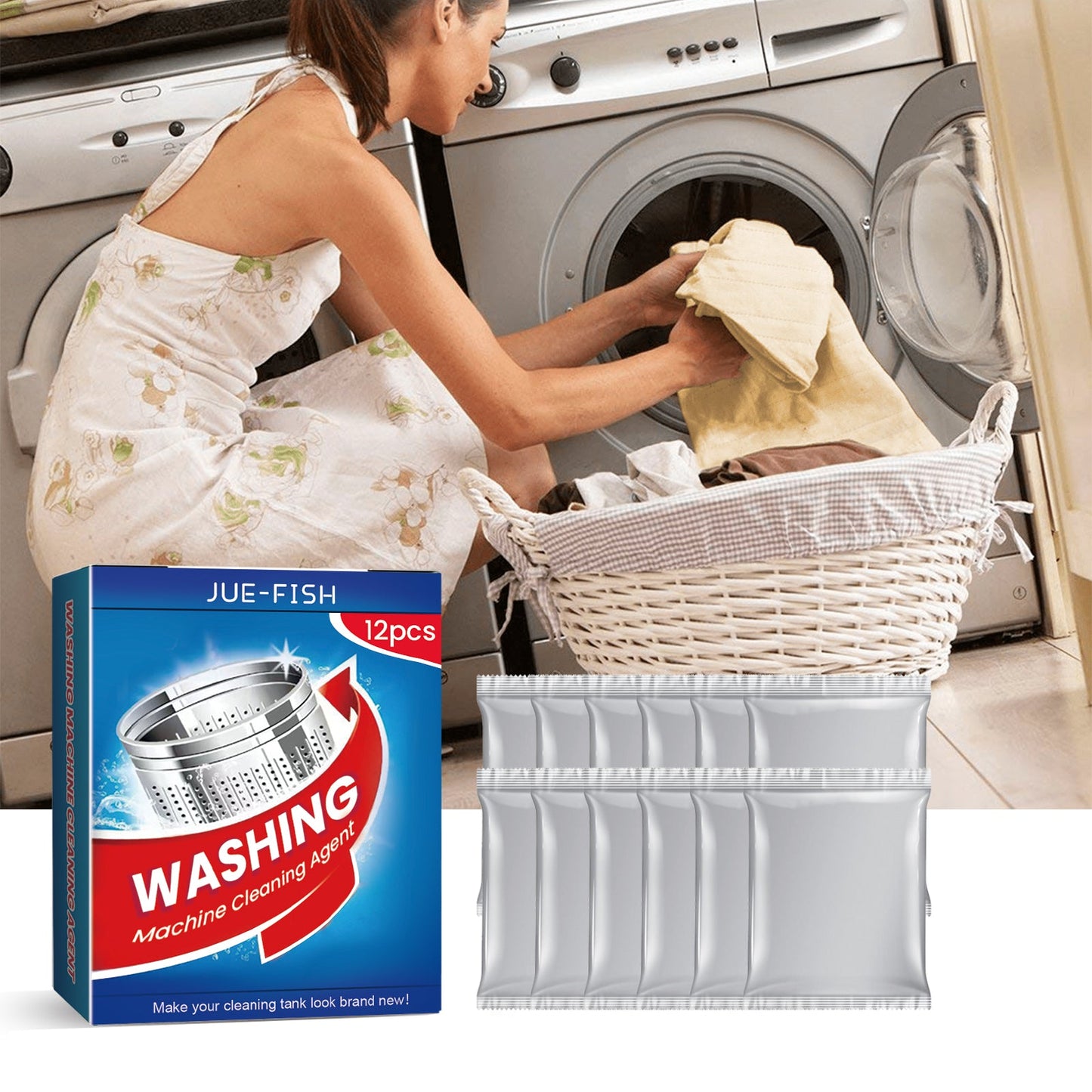 Jue-Fish Washing Machine Cleaner Washing machine drum automatic dirt removal cleaning tablets